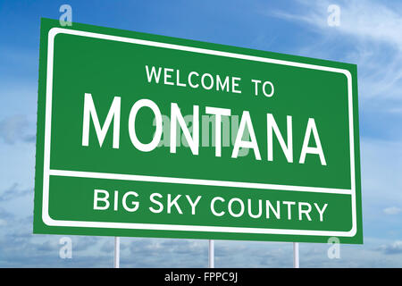Welcome to Montana state concept on road sign Stock Photo