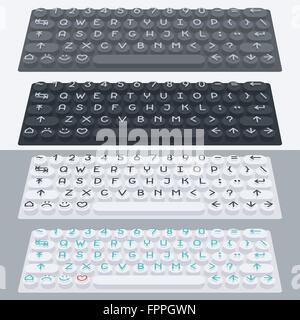 Vector flat modern keyboard, alphabet round buttons. Material design Stock Vector