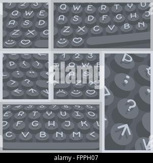 Vector flat modern keyboard, alphabet round buttons. Material design Stock Vector