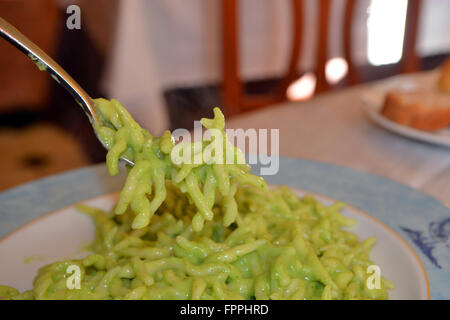 Trofie pasta in Ligurian Pesto sauce, Ligury, Italy, Europe Stock Photo