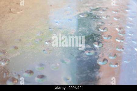 Abstract detail of water droplets on glass Stock Photo