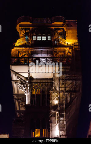 details of the elevator of Santa Clara in lisbon at night Stock Photo