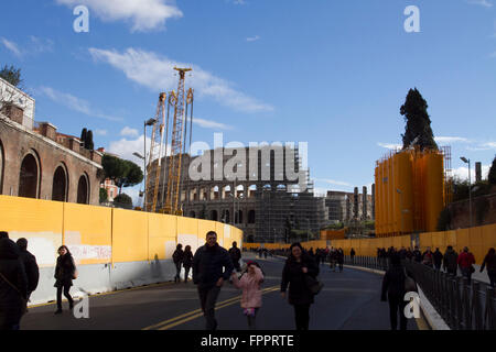 Rome Italy Via Fori Imperiali, street scene, underground construction site rail station Stock Photo