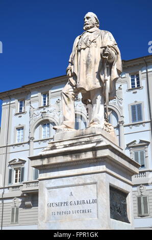 The statue of Giuseppe Garibaldi in Lucca, Tuscany in Italy Stock Photo