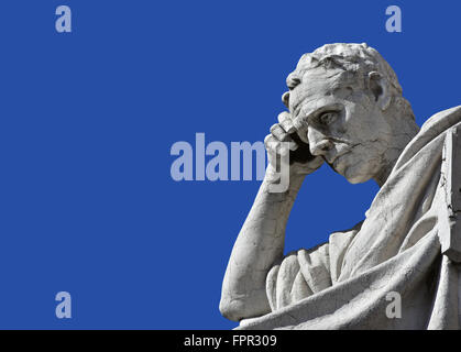 Detail from a marble statue of Salvius Julianius, a famous jurist and politician of Ancient Roman Empire, in front of old Palace Stock Photo