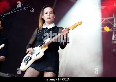 BARCELONA - MAY 29: Dum Dum Girls (American rock band from Los Angeles) in concert at Heineken Primavera Sound 2014 Festival. Stock Photo