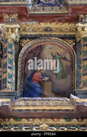 The Annunciation of the Virgin Mary altarpiece in the Church of Saint Michael in Vugrovec, Croatia Stock Photo