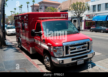 A red Los Angeles County Fire engine in Hollywood, California Stock Photo