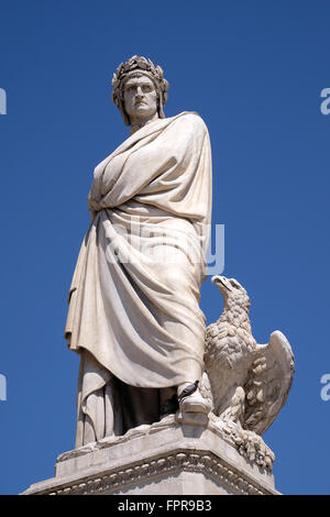 Dante Alighieri statue in Santa Croce square in Florence, Italy, on June 05, 2015 Stock Photo