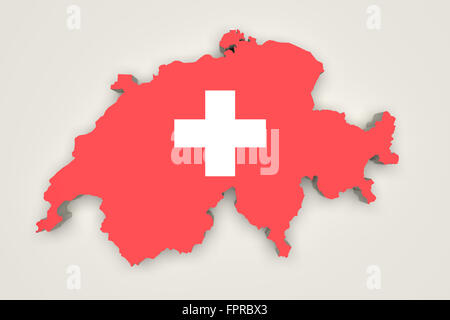 3d rendering of Switzerland map and a flag on it Stock Photo