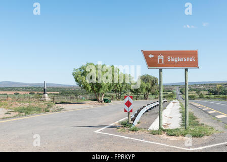 SLAGTERSNEK, SOUTH AFRICA - FEBRUARY 19, 2016: Picnic site next to the N10 road at the Slagtersnek Memorial. The leaders of a re Stock Photo