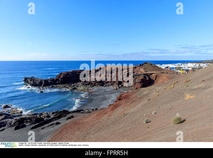 Spain, Canary Islands, Lanzarote, El Golfo, point of interest, landscape, lava, volcano Stock Photo
