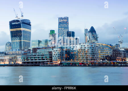 City of London skyline showing modern buildings by Richard Rogers, Norman Foster and Rafael Vinoly Stock Photo