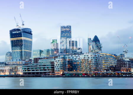 City of London skyline showing modern buildings by Richard Rogers, Norman Foster and Rafael Vinoly Stock Photo