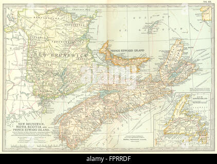 CANADA: New Brunswick Nova Scotia Prince Edward Island Newfoundland, 1903 map Stock Photo