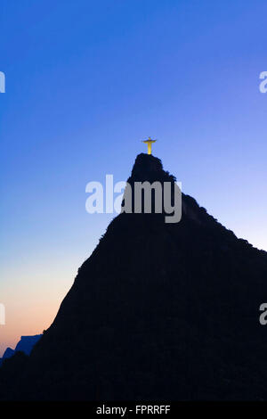 The Art Deco Christ (Cristo Redentor) statue on the top of Corcovado Mountain, Tijuca National Park, Rio de Janeiro, Brazil, South America Stock Photo