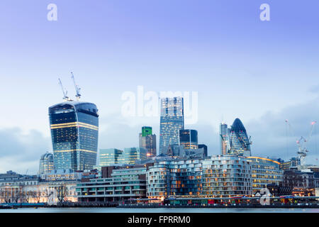 City of London skyline showing modern buildings by Richard Rogers, Norman Foster and Rafael Vinoly Stock Photo