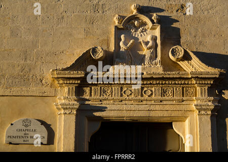 Chapel of Penitents Blancs,rue de la Republique, Aigues Mortes, Gard,France Stock Photo