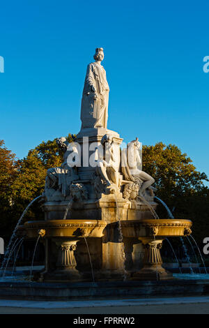 Esplanade Charles de Gaulle, the fountain Pradier, Nimes, Gard, France Stock Photo