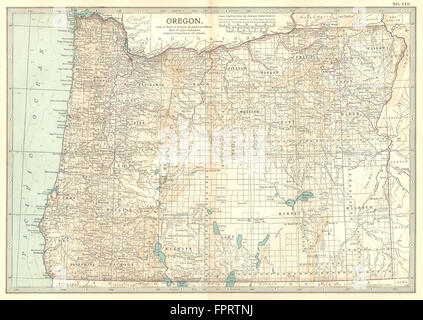 OREGON: State map showing counties & Indian reservations. Britannica, 1903 Stock Photo