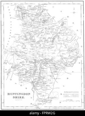 HUNTS: Huntingdonshire: Fullarton, 1834 antique map Stock Photo