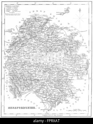 HEREFORD: Herefordshire: Fullarton, 1834 antique map Stock Photo