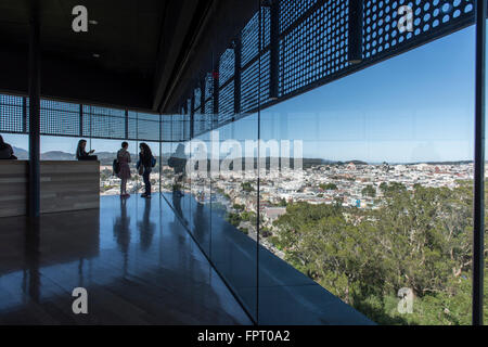 Interior of the Hamon observation tower at the M.H. de Young Museum and Art Gallery in Golden Gate Park, San Francisco, CA, USA Stock Photo