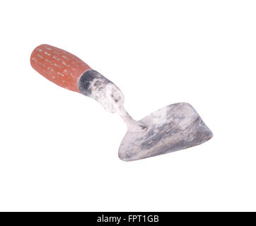 old construction trowel, isolated on white background Stock Photo