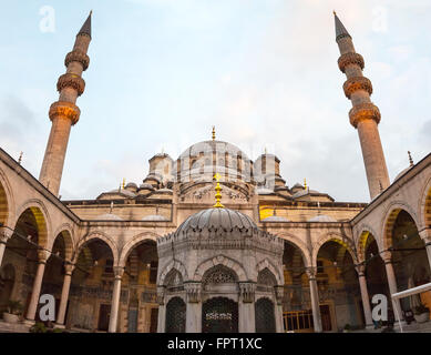 The New Mosque Yeni Valide Camii, an Ottoman Imperial Mosque interior architecture in Istanbul, Turkey, Eminonu district Stock Photo