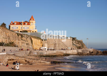 Portugal, Estoril, resort town, high cliff of Praia Da Poca beach by the Atlantic Ocean, vacation, holidays on Portuguese coast Stock Photo