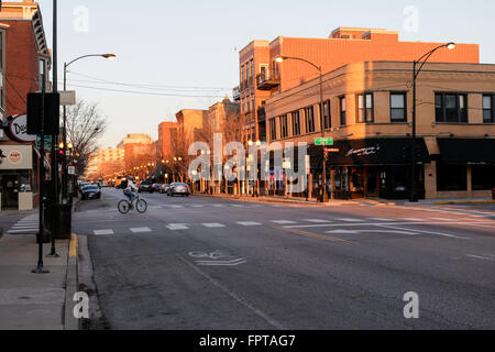 Taylor Street, morning. Chicago, Illinois. Stock Photo