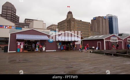 HALIFAX - AUGUST 23, 2013: The Halifax Waterfront Boardwalk is a public footpath located on the Halifax Harbour waterfront in Ha Stock Photo