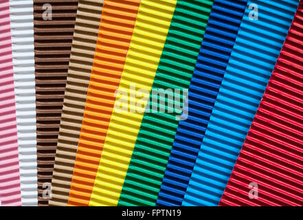 diagonal lines of colourful corrugated cardboard Stock Photo