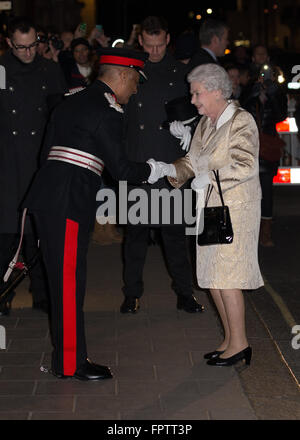 The Queen, patron of the Gold Service Scholarship attends award ceremony to find best front of house professionals.  Featuring: HM The Queen, Elizabeth II Where: London, United Kingdom When: 16 Feb 2016 Stock Photo