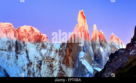 Cerro Torre at sunrise, El Chalten, Santa Cruz, Argentina Stock Photo