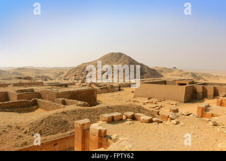 Excavated ruins in Saqqara, Egypt, in the golden sands Stock Photo