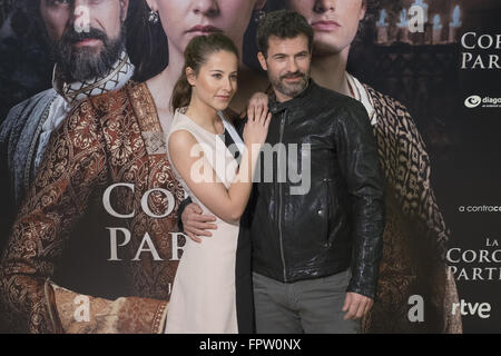 'La Corona Partida' photocall at Verdi Cinema  Featuring: Rodolfo Sancho, Irene Escolar Where: Madrid, Spain When: 16 Feb 2016 Stock Photo