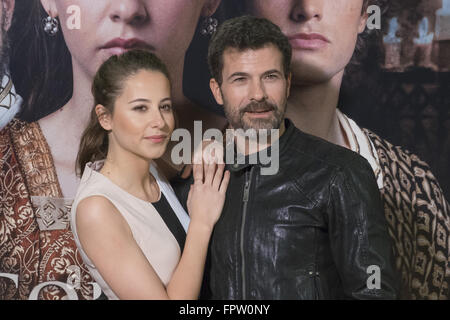 'La Corona Partida' photocall at Verdi Cinema  Featuring: Rodolfo Sancho, Irene Escolar Where: Madrid, Spain When: 16 Feb 2016 Stock Photo