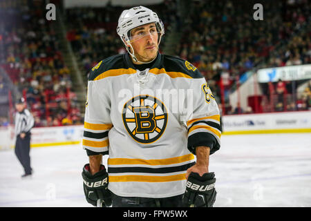 Boston Bruins left wing Brad Marchand controls the puck during the ...