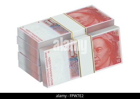 pack of swiss francs isolated on white background Stock Photo