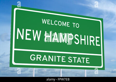 Welcome to New Hampshire state concept on road sign Stock Photo