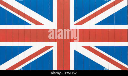 The British Union Jack flag painted on a wooden panel Stock Photo