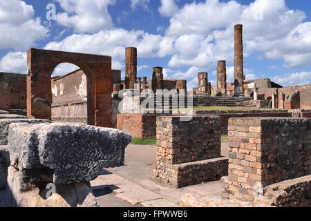 Famous antique ruins of Pompeii, Italy. Pompeii was destroyed and buried with ash and pumice after Vesuvius eruption in 79 AD. Stock Photo
