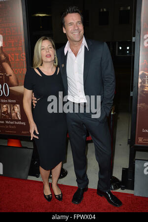LOS ANGELES, CA - OCTOBER 27, 2015: Actor David James Elliott & wife Nanci Chambers at the US premiere of his movie 'Trumbo' at the Academy of Motion Picture Arts & Sciences, Beverly Hills. Stock Photo