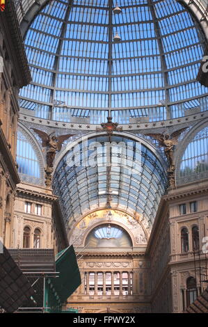 Interior architectural details of Umberto I gallery in Naples, Italy. It is a public shopping gallery built in 1887-1891 Stock Photo