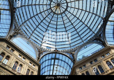 Interior architectural details of Umberto I gallery in Naples, Italy. It is a public shopping gallery built in 1887-1891 Stock Photo