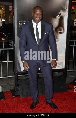 LOS ANGELES, CA - NOVEMBER 10, 2015: Actor Adewale Akinnuoye-Agbaje at the premiere of his movie 'Concussion', part of the AFI FEST 2015, at the TCL Chinese Theatre, Hollywood. Stock Photo