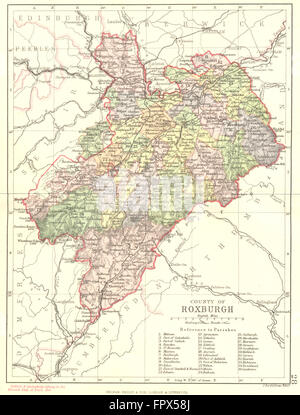 SCOTLAND: Roxburgh: Roxburghshire: Philip, 1891 antique map Stock Photo