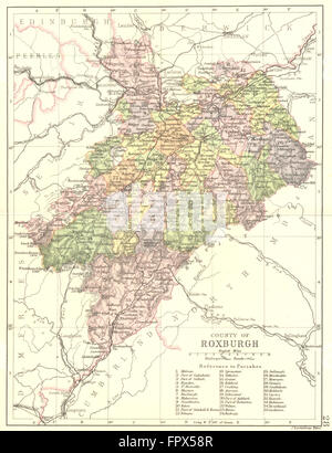 SCOTLAND: Roxburgh: Roxburghshire: Philip, 1891 antique map Stock Photo