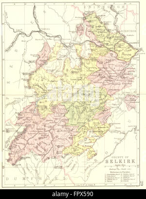 SCOTLAND: Selkirk: Selkirkshire: Philip, 1891 antique map Stock Photo